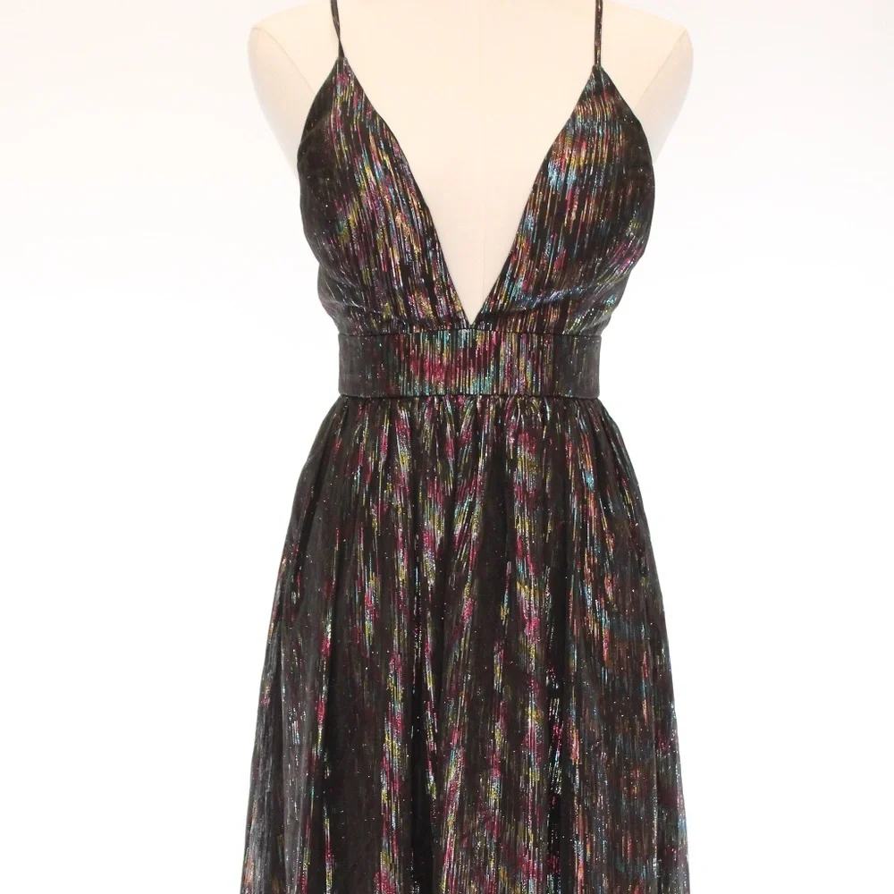 Aidan Mattox Metallic Organza Gown Size 0 - Picture 3 of 14